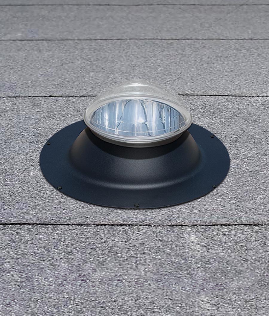 NLES tubular skylight on flat asphalt roof